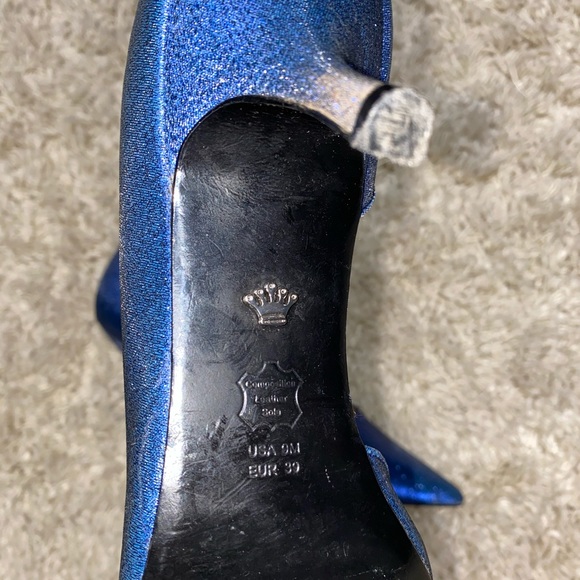 Blue Sparkly Pointed Toe Nina Kitten Heels - Picture 3 of 3